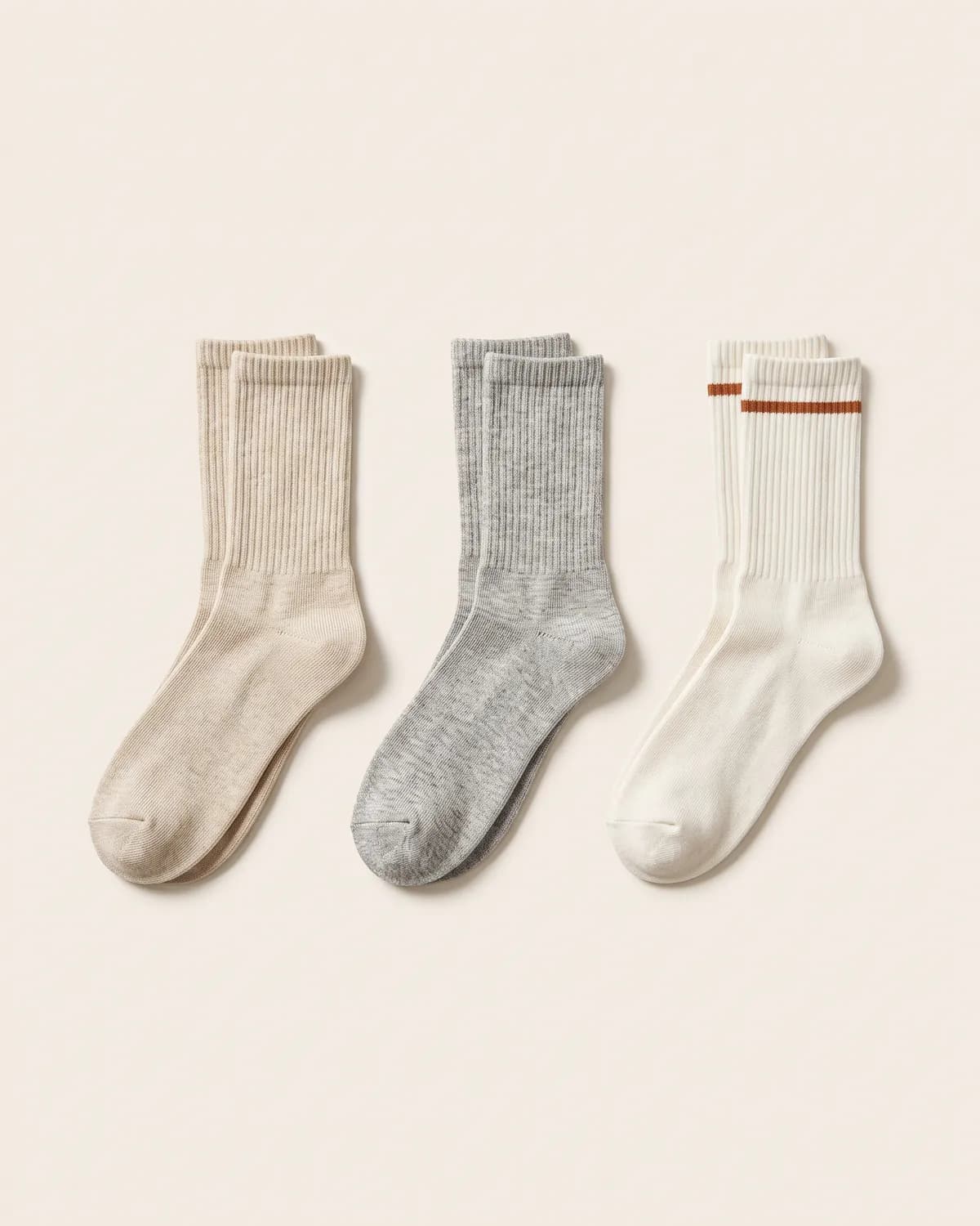Crew Socks (3-pack) in mixed neutrals, front view