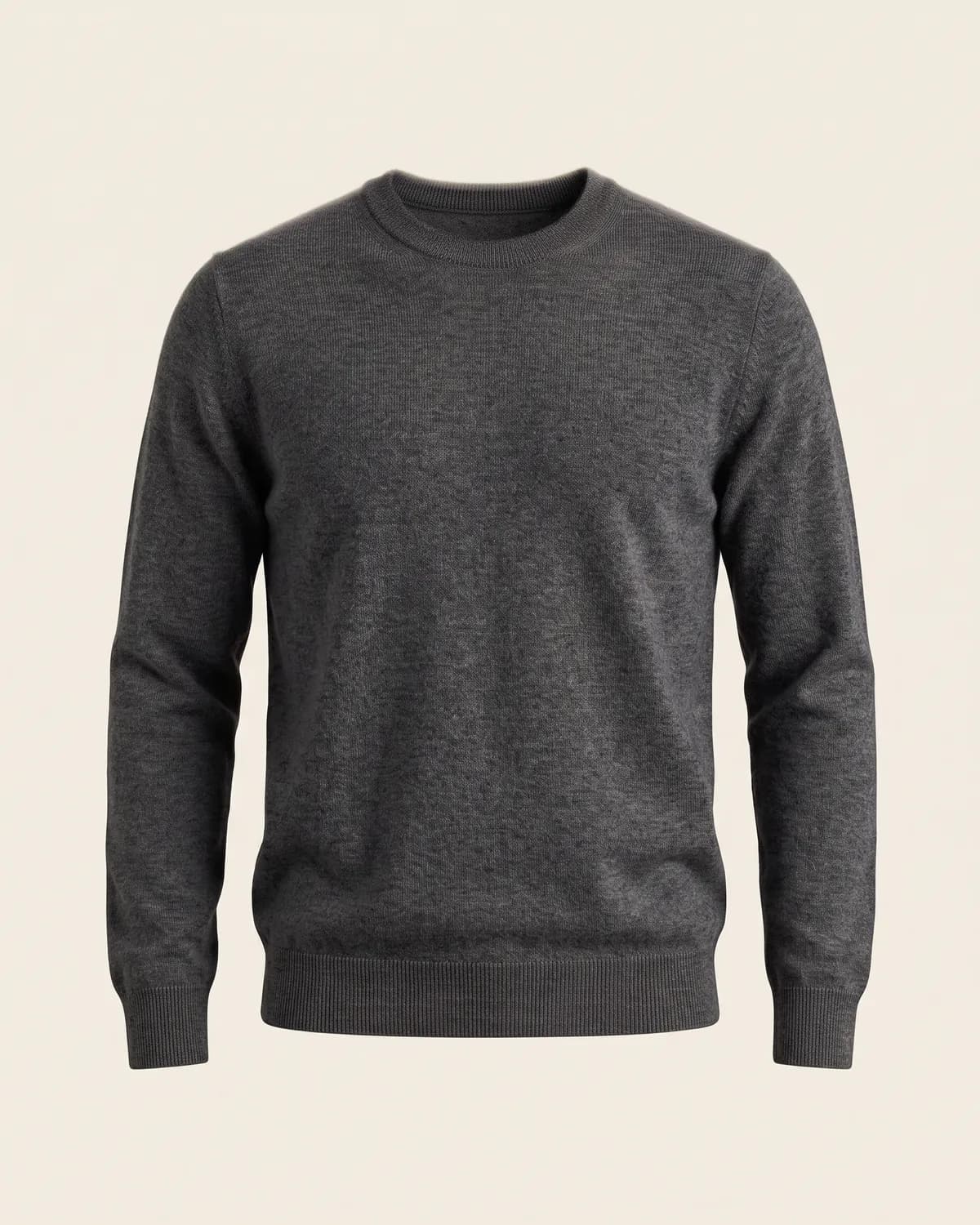 Merino Crew Sweater in charcoal, front view