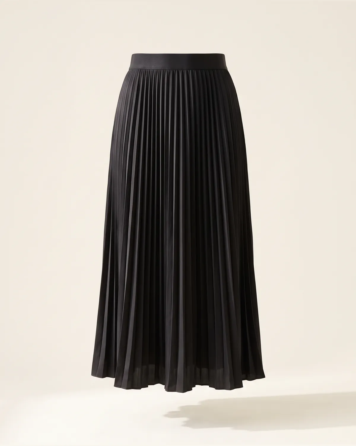 Pleated Midi Skirt in black, front view