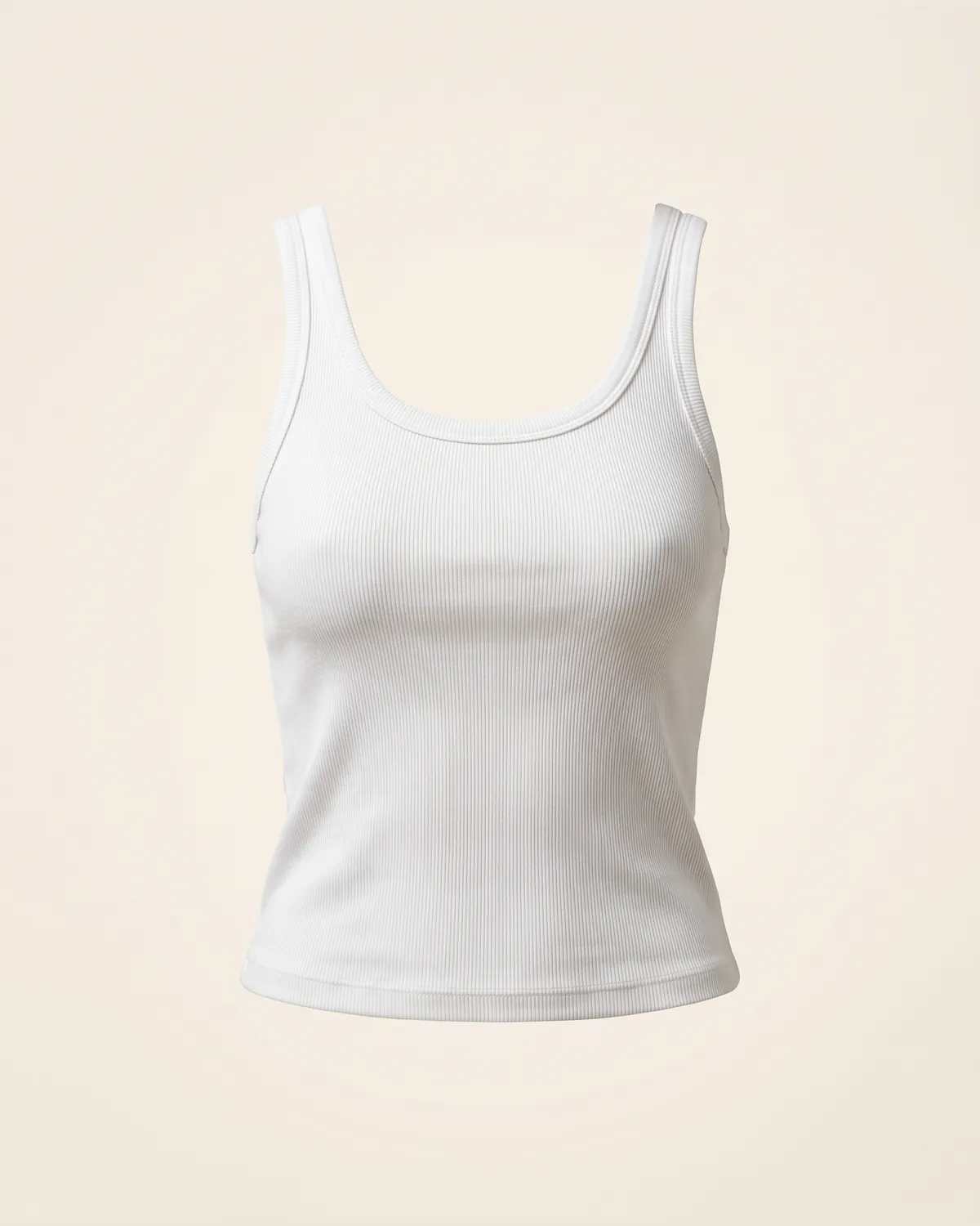 Ribbed Tank Top in white, front view