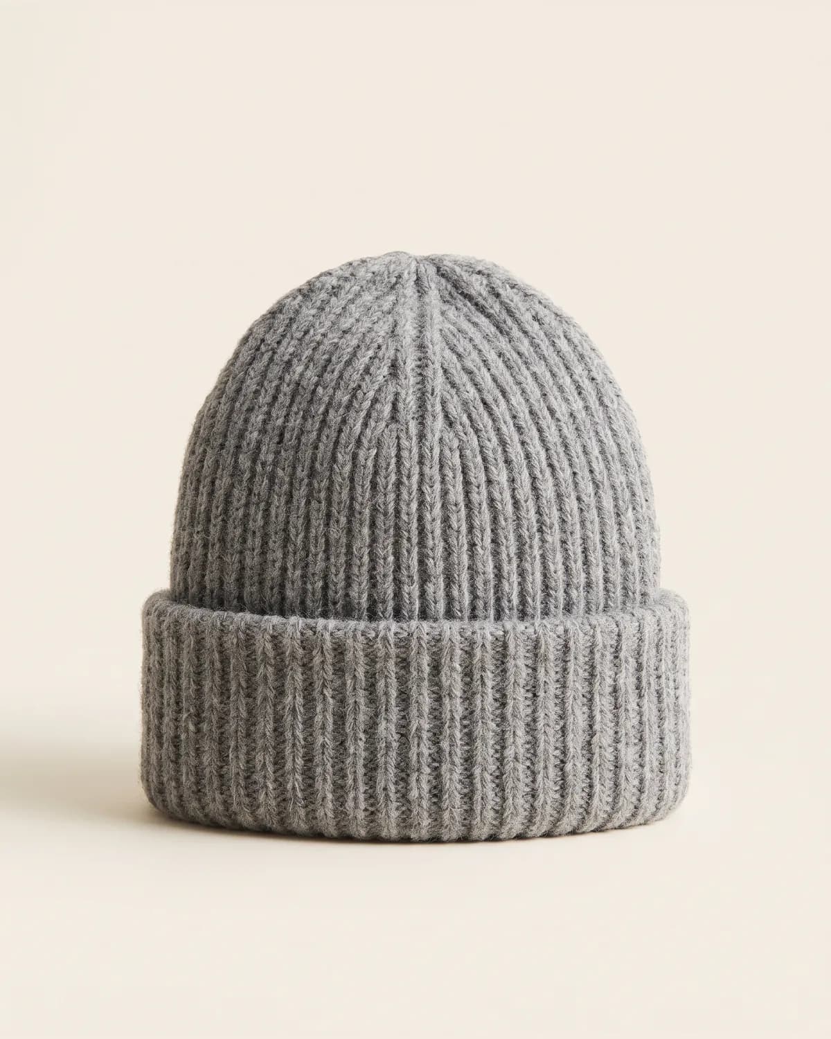 Wool Beanie in grey, front view