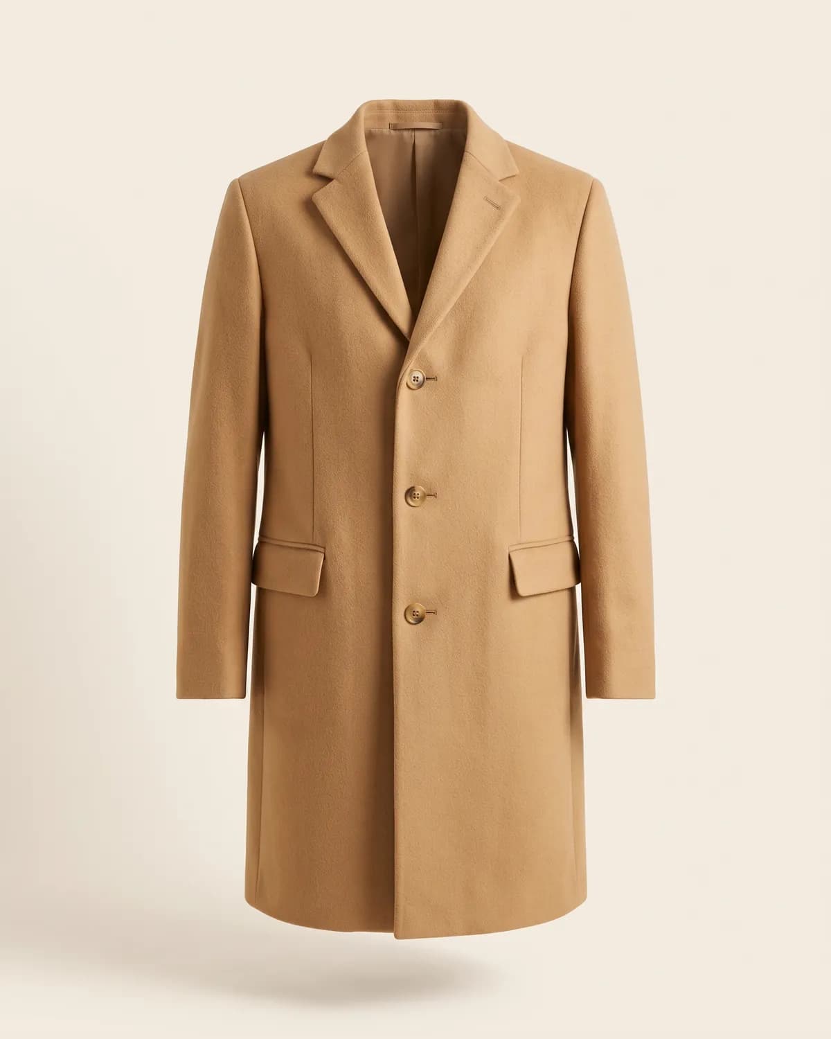 Wool Blend Overcoat in camel, front view